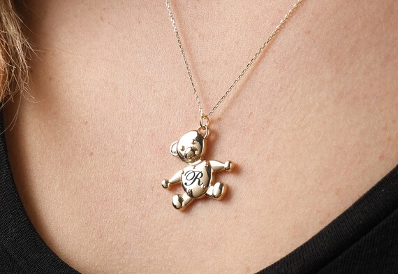 14k Gold Teddy Bear Necklace 