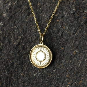 14k Gold Sunburst Necklace, Personalized Sunshine Pendant, Sunglow Necklace, Celestial Jewelry, Birthday Gift Necklace, Sunbeam Necklace