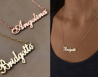 14k Gold Personalize Name Necklace, Personalize Gift, Script Name Necklace, Cursive Name Jewelry, Necklace For Women, Birthday Gift Necklace