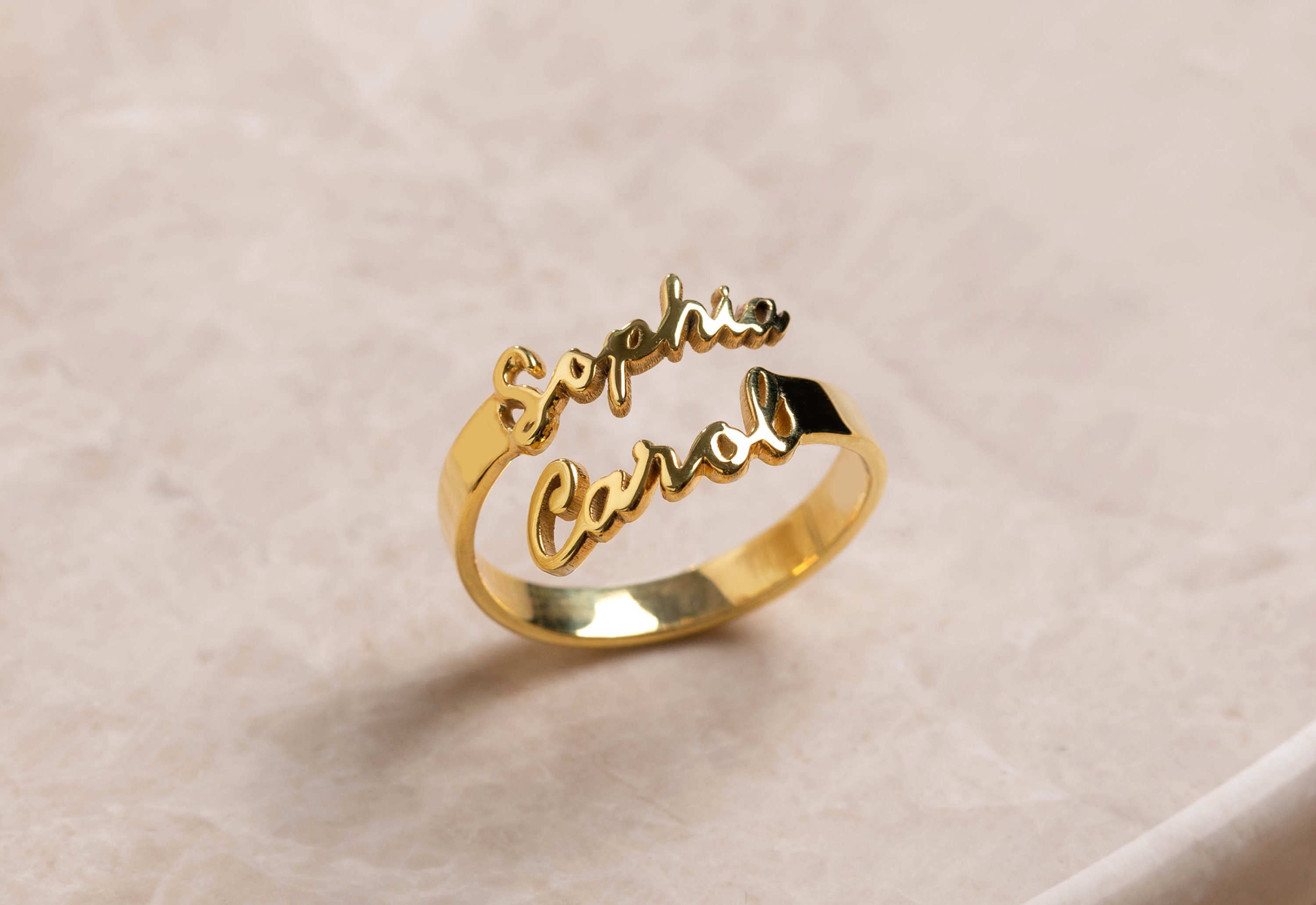 Goldesmiths - 22k Laser Engraved Gold Ring with Name Initial Alphabet