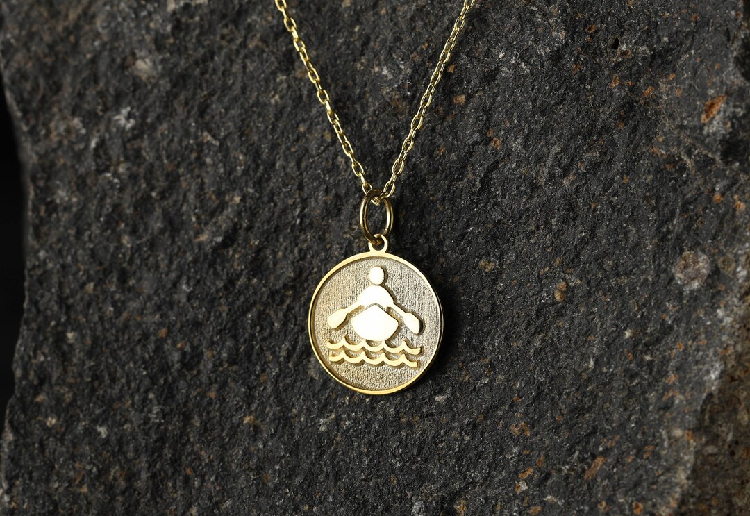 14k Gold Rowing Necklace, Personalized Rowing Pendant, Coach Gift Necklace, Rowing or Sculling