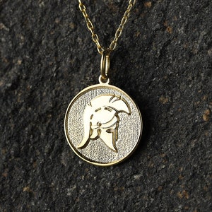 14k Gold Spartan Helmet Necklace, Personalized Spartan Helmet Pendant, Helmet Necklace, Spartan Warrior Pendant, Spartan Necklace, Gold Gift
