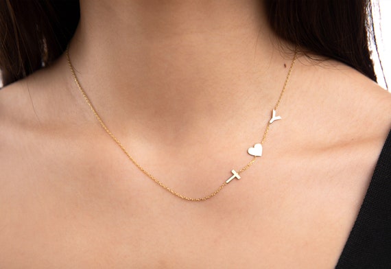 Buy Sideways Initial Necklace Online In India - Etsy India
