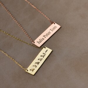 Personalized Bar Necklace, Simple Bar Necklace, Hieroglyph Necklace , Custom Necklace, Name Necklace, Birthday Gift Necklace, Mom Gift Gold