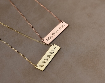 Personalized Bar Necklace, Simple Bar Necklace, Hieroglyph Necklace , Custom Necklace, Name Necklace, Birthday Gift Necklace, Mom Gift Gold