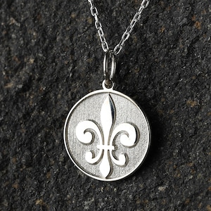 Collar Fleur De Lis de oro de 14k, colgante Fleur De Lis personalizado, joyería Fleur De Lis, collar francés Fleur de Lys, joyería medieval