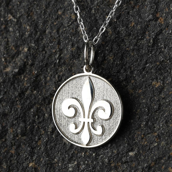 14k Gold Fleur De Lis Necklace, Personalized Fleur De Lis Pendant, Fleur De Lis Jewelry, French Fleur de Lys Necklace, Medieval Jewelry