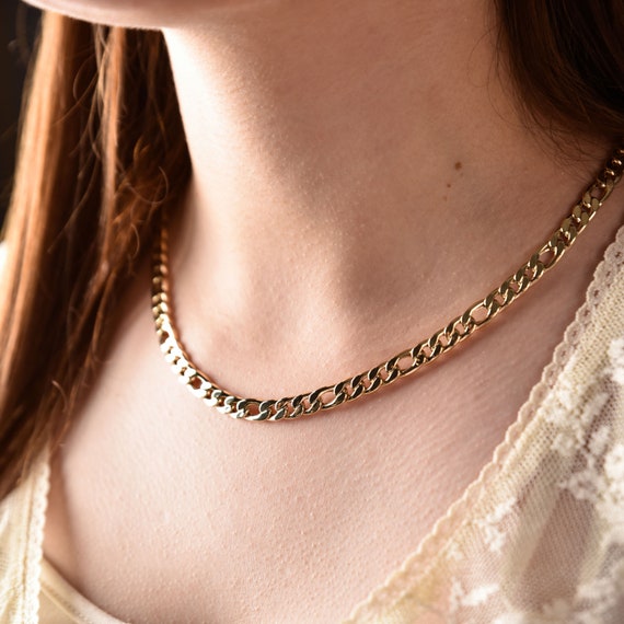 Gold Figaro Chain Necklace 14K Gold 