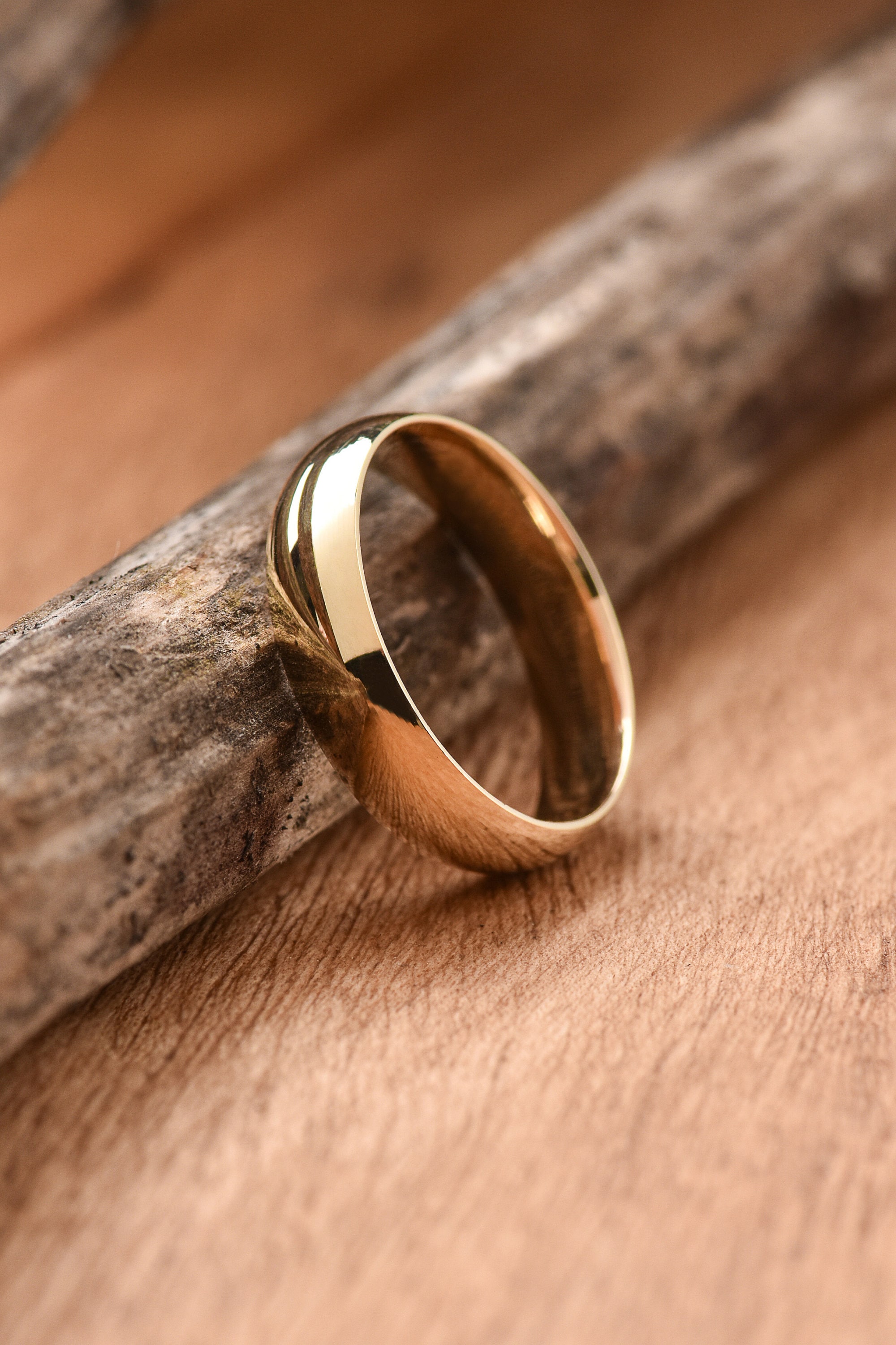 5 mm Gold Wedding Band, Wedding Ring in Solid 14k Yellow Gold, 14k Gold Domed Wedding Band, Half Round Ring in Yellow, Rose, or White Gold