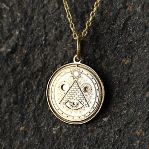14k Gold All Seeing Eye Necklace, Personalized Pyramid Pendant, Masonic Jewelry, Eye Of Providence Pendant, Gift for Man, Occult Necklace