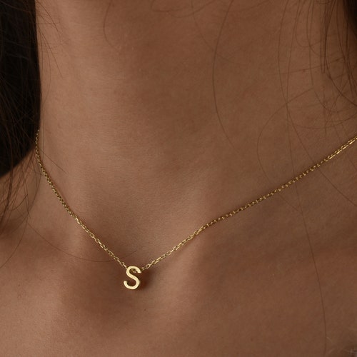 Tiny Letter Necklace Personalized 