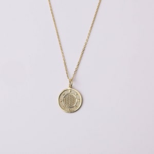 14k Gold Phases of the Moon Necklace, Personalized Phases of the Moon ...