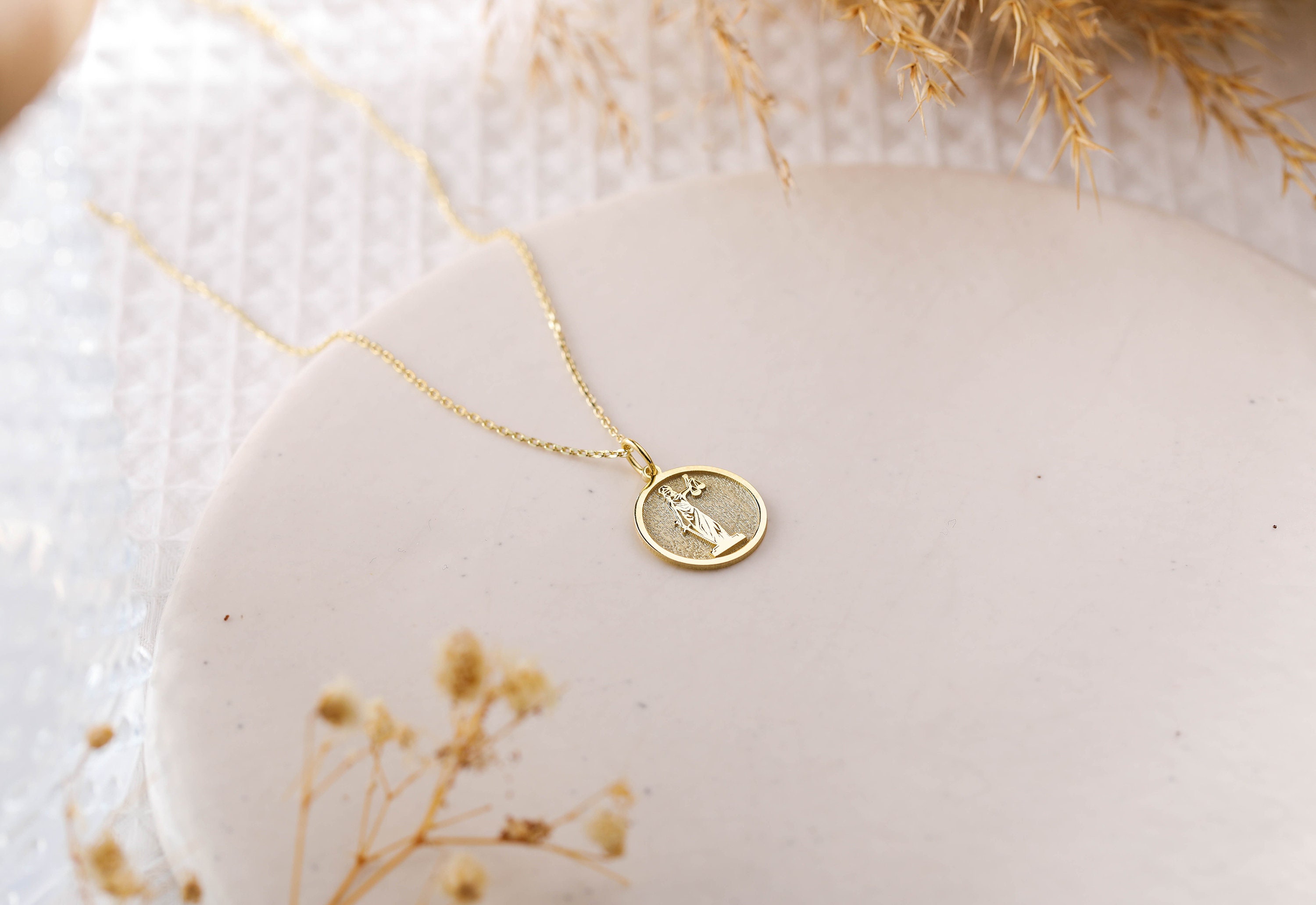 14k Gold Lady Justice Necklace, Personalized Lady Justice Pendant, Lawyer Graduation Necklace, Lawyer Necklace Charm, Attorney in Law Gift