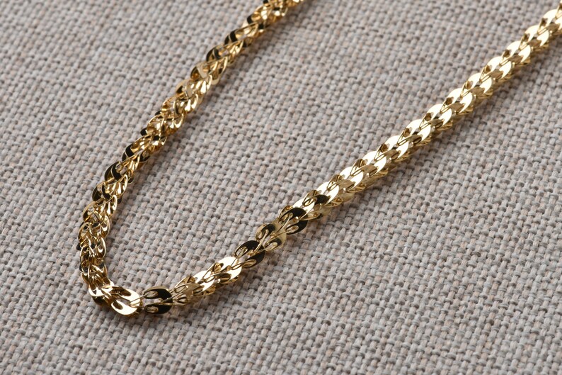 Solid 14K Gold Herringbone Chain Necklace Gold Men Chain Etsy