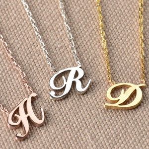 Collar de carta cursiva de oro 14K, collar inicial de oro delicado, collar personalizado de oro, collar de letra de script, collar de letras de oro