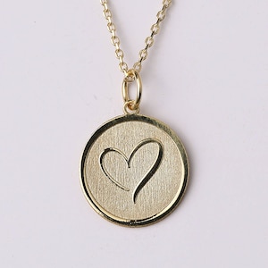 14k Gold Heart Necklace Engraved, Personalized Heart Necklace, Heart Pendant, Custom Name Engraved Heart, Jewelry For Mother, Gold Gift
