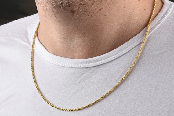 Wellingsale 14k Yellow Gold Polished 2mm HOLLOW Rope Chain Necklace Wellingsale 14k Yellow Gold Polished 2mm HOLLOW Rope Chain Necklace