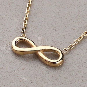 Solid Gold Infinity Necklace, 14k Gold Infinity Symbol, Simple Everyday Necklace, Figure Eight Necklace, Dainty Infinity Charm, Eight Charm