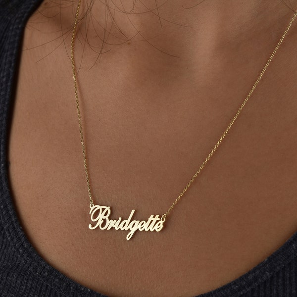 14K Gold Personalized Name Necklace, Custom Gold Necklace Gift, Dainty Script Name Necklace, Cursive Name Jewelry, Gold Necklace For Women