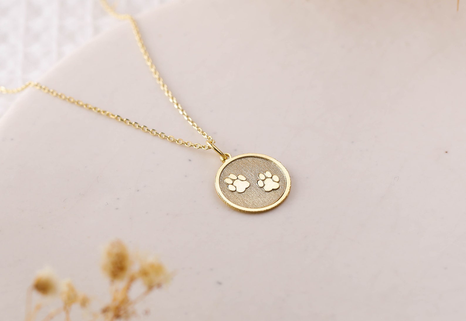 Tiny 14k Gold Dog Paw Print Necklace Personalized Paw Print Etsy