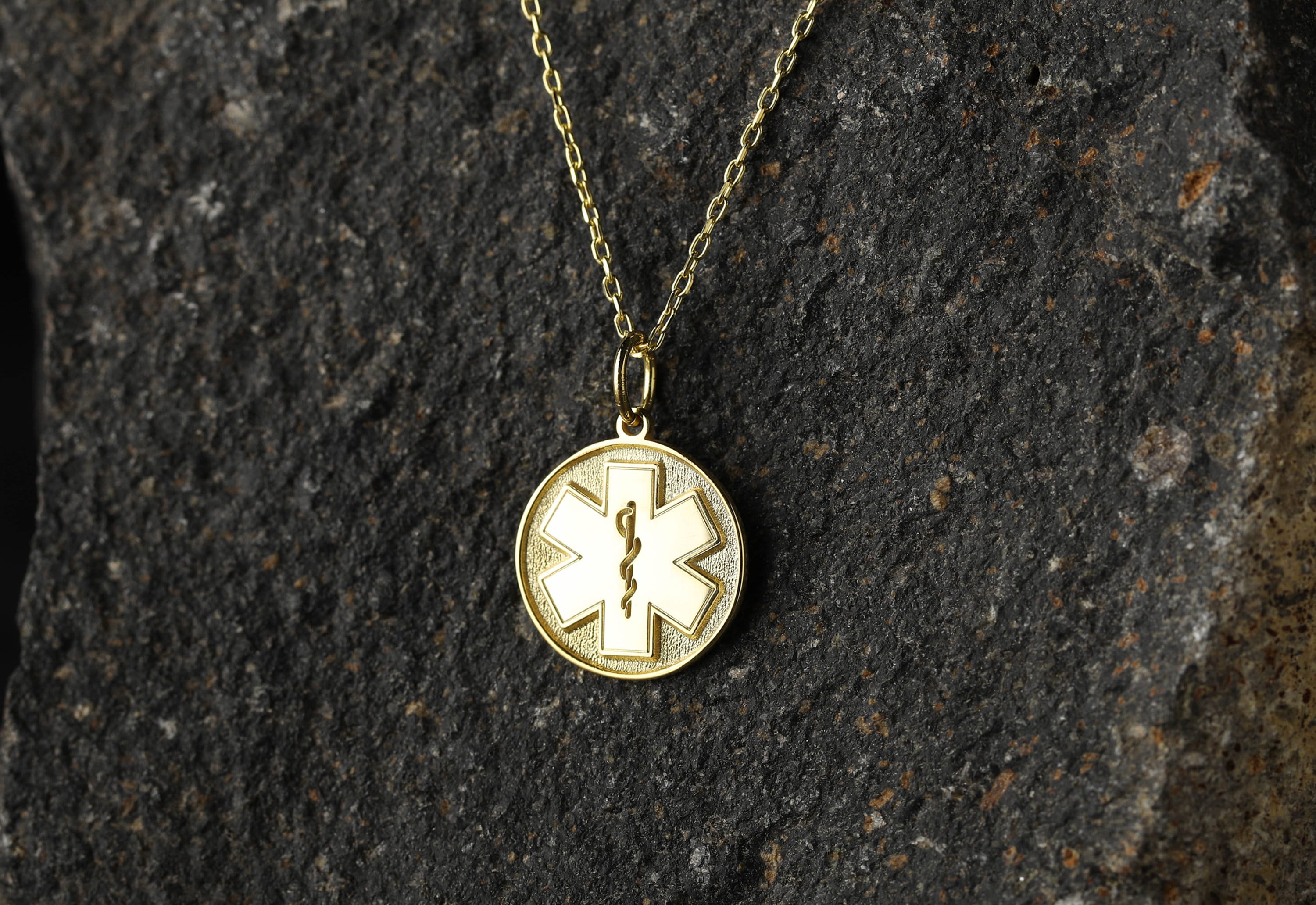 14k gold sale medical alert necklace