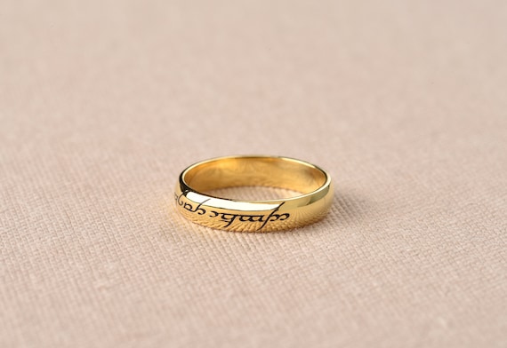 Elvish Silver Ring Band Elvish Calligraphy Ring Elvish