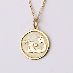 14k Gold Mermaid Necklace, Personalize Mermaid Pendant, Siren Necklace, Mermaid Charm, Girls Mermaid Gift, Sea Jewelry, Mermaid Jewelry Gift