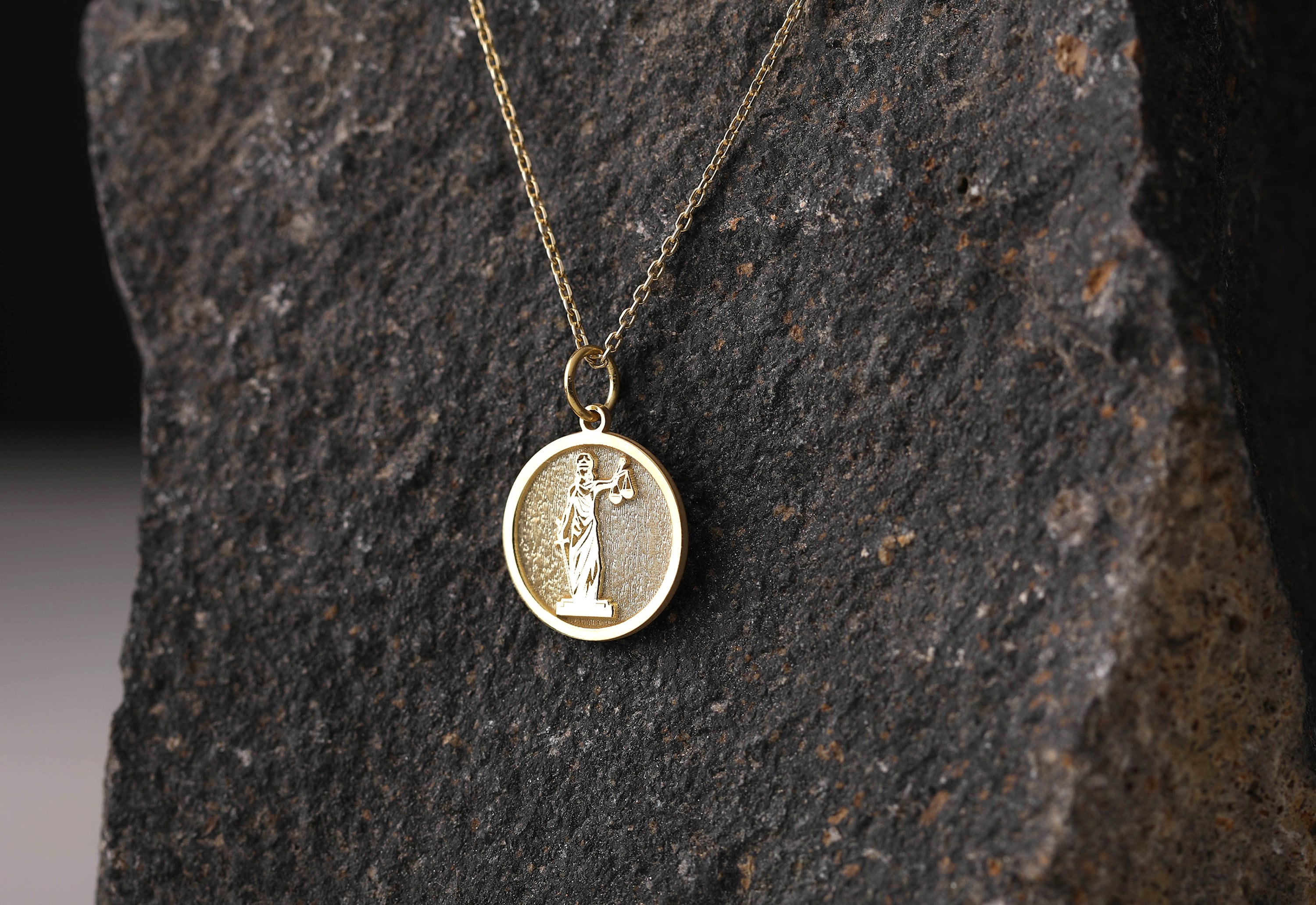 14k Gold Lady Justice Necklace, Personalized Lady Justice Pendant, Lawyer Graduation Necklace, Lawyer Necklace Charm, Attorney in Law Gift