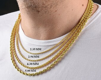 Gold Rope Chain Necklace 2 94 MM Gold Chain for Men Layering Necklace jewelry Minimalist Style Chain Boyfriends Gift Chain Thin Chain