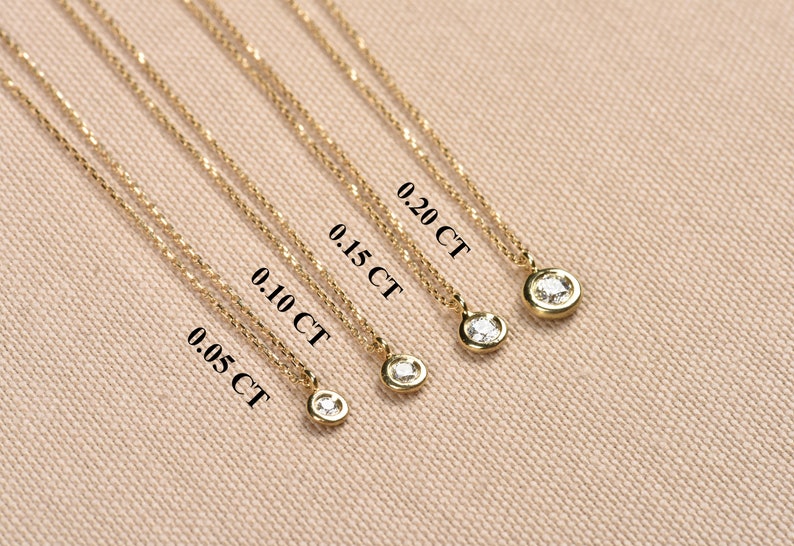 Diamond Gold Necklace 0.05CT Diamond Solitaire Necklace Jewelry Gift Birthday Gift Dainty Diamond Necklace Bezel Diamond Necklace