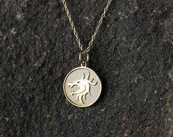 Dragon Necklace, Personalized Dragon Pendant, Chinese Dragon Symbol, Mythology Jewelry Gift Necklace, Solid 14K Gold Option