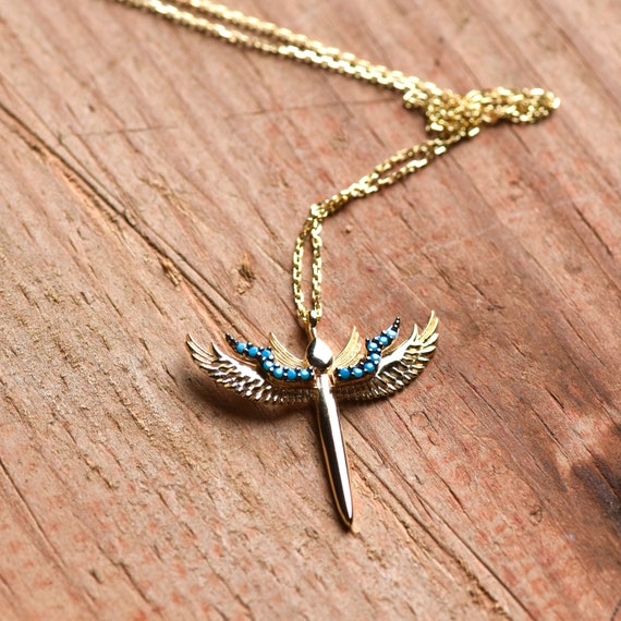 14k Gold Angel Necklace Guardian Angel 