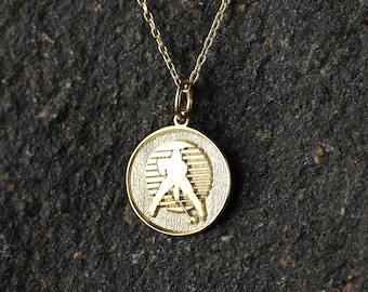 14k Gold Hockey Necklace, Personalized Hockey Player Pendant, Hockey Gifts,  Ice Hockey Jewelry, Coach Gift, Sport Gift, Athlete Necklace