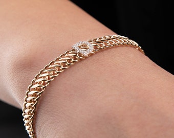 14K Gold Letter Bracelet for Woman, Letter Bracelet with CZ, Letter Bracelet Zirconia, Initial Bracelet Gold, Personalised Bracelet Gift