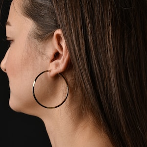 4.5 cm to 6.0 cm Diameter Gold Hoop Earrings, 14K Gold Large Hoop Earrings, Gold Jewelry Gift, Huggie Hoop Earrings, Dainty Hoop Earring