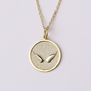 14K Gold Angel Wing Charm Pendant - Yellow, White, Or Rose Gold, Various Sizes - View #7