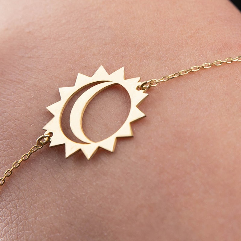 Turquoise Jasper 14k Gold Filled Sun + Moon Bracelet main image 1