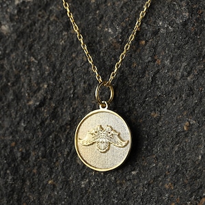 14k Gold Double Headed Eagle Necklace, Personalized Double Headed Eagle Pendant, American Eagle Necklace, Animal Jewelry, Eagle Gold Coin