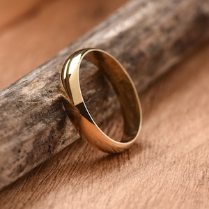 14k Solid Yellow Gold Band, 4 mm Classic Wedding Band, Rounded Dome Ring, Plain Wedding Band, Women&#39;s Wedding Ring, White Gold Wedding Band