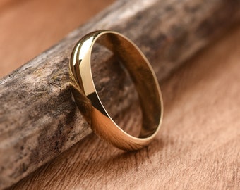 14k Solid Yellow Gold Band, 4 mm Classic Wedding Band, Rounded Dome Ring, Plain Wedding Band, Women's Wedding Ring, White Gold Wedding Band