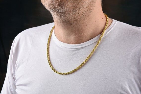14K Gold Rope Chain Hollow Gold Chain 