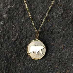 14k Gold Bear Necklace, Personalized Bear Pendant, Mama Bear Necklace, New Mom Gift, Animal Jewelry, Animal Lovers Gift, Grizzly Necklace