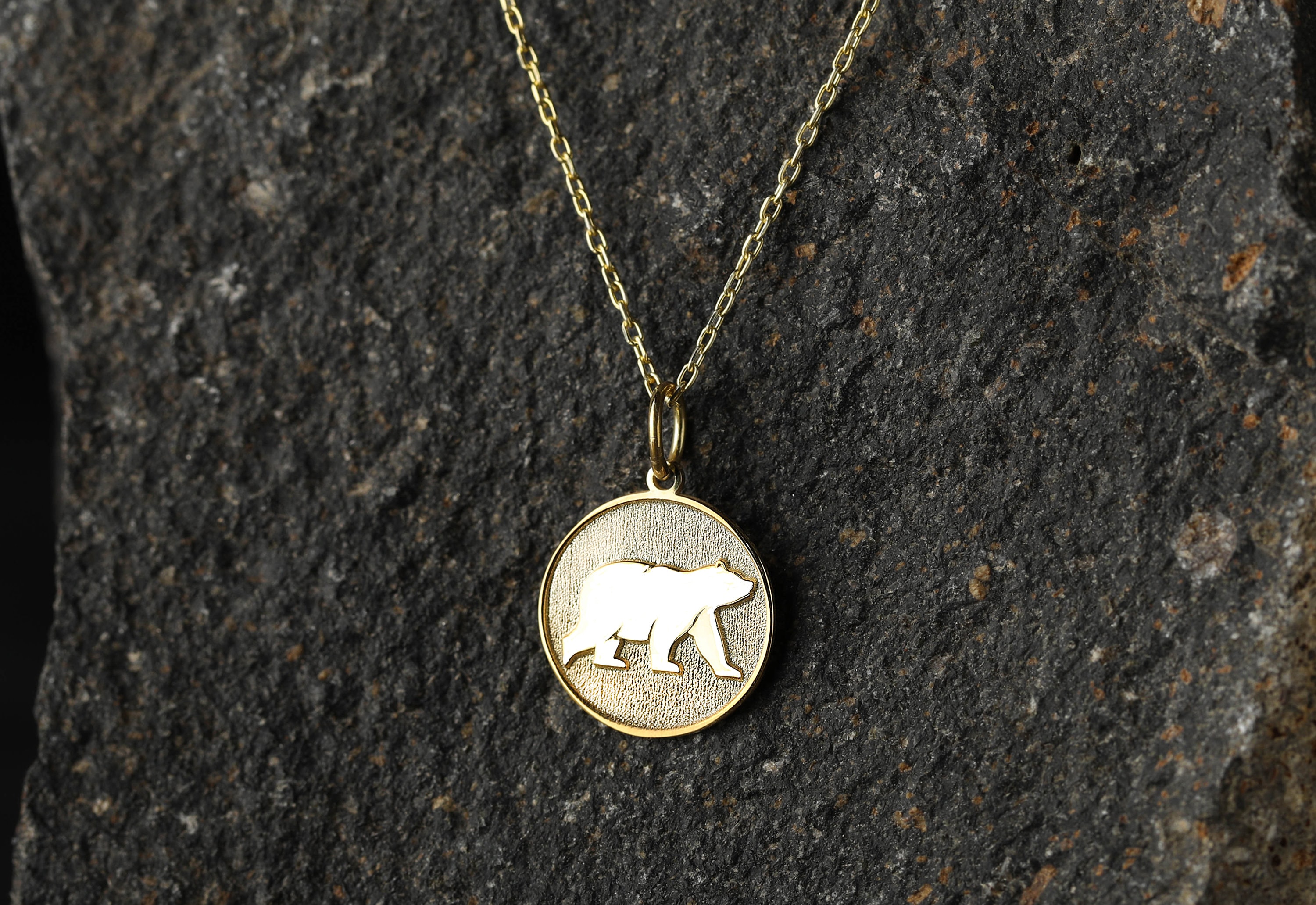 14k Gold Bear Necklace, Personalized Bear Pendant, Mama Bear Necklace, New Mom Gift, Animal Jewelry, Animal Lovers Gift, Grizzly Necklace