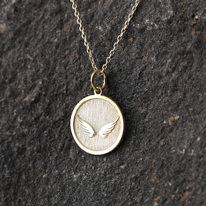 Tiny 14k Gold Angel Wing Necklace, Personalized Angel Wing Necklace, Double Wings Charm Necklace, Angel Wing Pendant, Angel Wing Jewelry