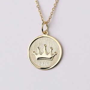 14K Gold Krone Halskette, personalisierte Krone Anhänger, Tiara Halskette, Prinzessin Krone Halskette, Solid Gold Königin Halskette, Krone Charm Gold