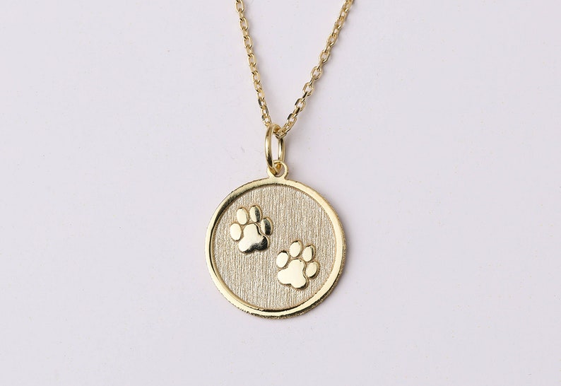 Tiny 14k Gold Dog Paw Print Necklace Personalized Paw Print Etsy