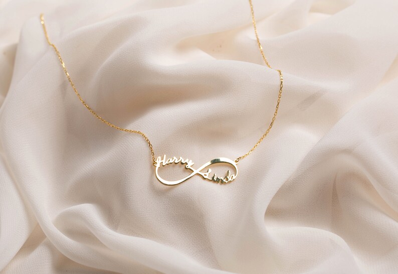 Infinity Name Necklace 14K Gold Personalized Infinity Etsy