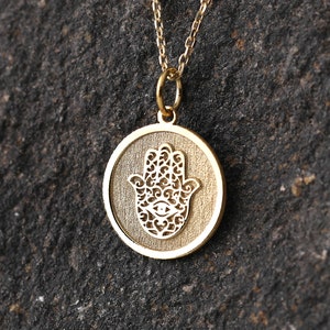 14k Gold Hamsa Necklace, Personalized Hamsa Hand  Pendant, Hand of Fatima, Fatima Pendant Necklace, Protection Necklace, Ramadan Gift Muslim