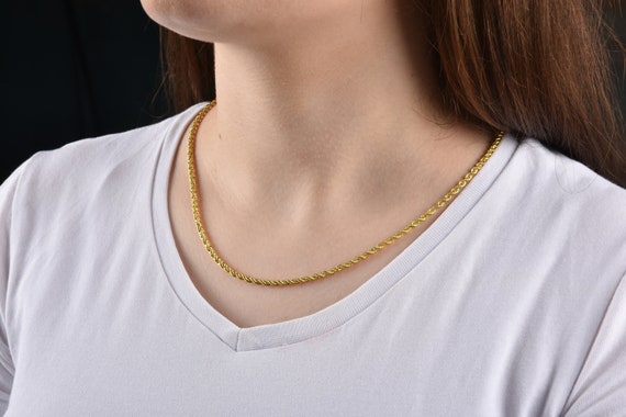 Real Gold Thin Rope Chain 14K Yellow 