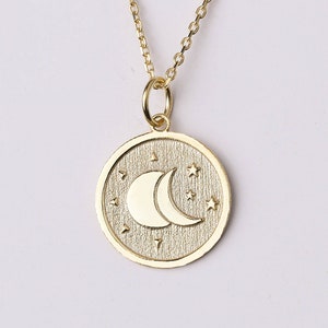 14k Gold Sun and Moon Necklace, Personalized Sun and Moon Pendant, Celestial Jewelry, Sun Moon Stars Glyph , Necklace Gift, Moon Sun Jewelry